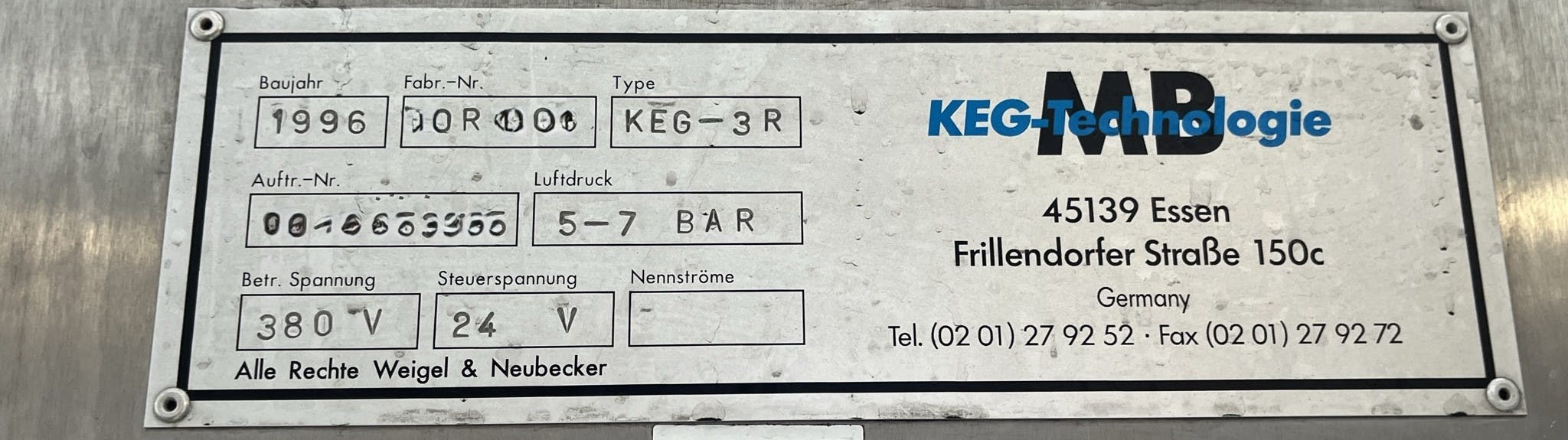 Layout di C.A. NEUBECKER 100 KEG/ h 